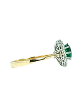 Load image into Gallery viewer, 18ct Yellow Gold Round Emerald Diamond Ring Right