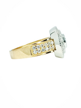 Load image into Gallery viewer, 9ct Gold Brillaint Cut Double Halo Cubic Engagement Wedding Ring Side
