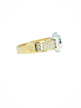Load image into Gallery viewer, 9ct Gold Brillaint Cut Halo Cubic Engagement Wedding Ring Side