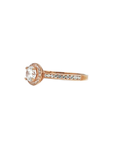 Load image into Gallery viewer, 9ct Rose Gold Brillaint Cut Halo Cubic Engagement Wedding Ring Diagnal