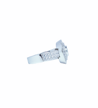 Load image into Gallery viewer, 9ct White Gold Brillaint Cut Halo Cubic Engagement Wedding Ring Side