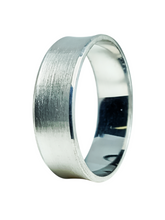 Load image into Gallery viewer, 9ct White Gold Matt Concave Band Size X 7 mm 4.3g 1304504 Diagonal Left
