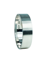 Load image into Gallery viewer, 9ct White Gold Matt Flat Top Band Size X 6mm 1304507 241090-6X Diagonal Right