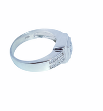 Load image into Gallery viewer, 9ct White Gold Princess Cut Cubic Zirconia Engagement Wedding Ring Double Row CZ On Band Side