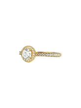 Load image into Gallery viewer, 9ct Yellow Gold Brillaint Cut Halo Cubic Engagement Wedding Ring Diagnal