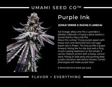 Load image into Gallery viewer, Umami Seed Co Purple Ink Strain Card