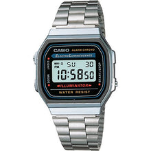Load image into Gallery viewer, Casio Retro A168WA-1WDF Black Dial Digital On Stainless Steel Wrist Shot