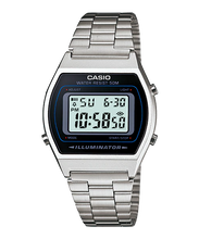 Load image into Gallery viewer, Casio_Retro_B640WD-1AVDF_Black_Dial_Digital_On_Stainless_Steel_Wrist_Shot