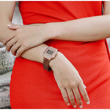 Load image into Gallery viewer, Casio Retro B650WC-5ADF Rose Gold Dial Digital On Rose Gold Stainless Steel Worn Shot Woman