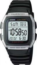 Load image into Gallery viewer, Casio Youth Series W-96H-1AVDF Matt Silver Case On Black Resin Wrist Shot