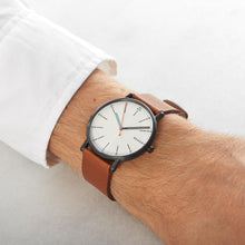 Load image into Gallery viewer, Skagen Mens Watch Signatur SKW6374 White On Brown Leather Worn Shot