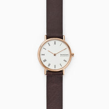 Load image into Gallery viewer, Skagen Signatur SKW2760 Ladies Rose Gold On Brown Leather Enlarged