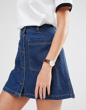 Load image into Gallery viewer, Skagen Signatur SKW2760 Ladies Rose Gold On Brown Leather Worn Shot 2