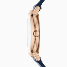 Load image into Gallery viewer, Skagen Signatur Watch SKW2838 Ladies Rose Gold On Blue Leather Case Shot