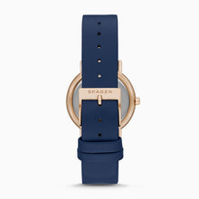 Load image into Gallery viewer, Skagen Signatur Watch SKW2838 Ladies Rose Gold On Blue Leather Clasp Shot