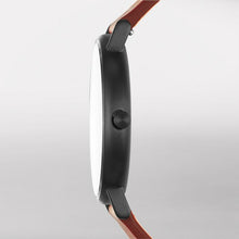 Load image into Gallery viewer, Skagen Mens Watch Signatur SKW6374 White On Brown Leather Case Shot