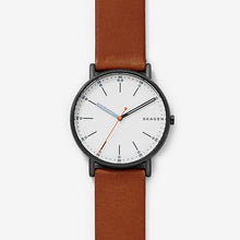 Load image into Gallery viewer, Skagen Mens Watch Signatur SKW6374 White On Brown Leather Enlarged