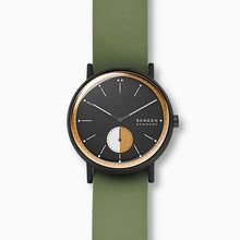 Load image into Gallery viewer, Skagen Signatur Field Watch SKW6541 42mm Black & Tan On Green Silicone Enlarged