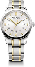 Load image into Gallery viewer, Victorinox Alliance 241477 Stainless Steel Case With Gold Markers On Cream White Dial On Two Tone Stainless Steel Wrist Shot