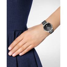 Load image into Gallery viewer, Victorinox Alliance 241754 Stainless Steel Case With Silver Markers On Black Mother Of Pearl Dial On Black Leather Worn Shot