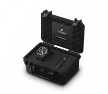 Load image into Gallery viewer, Victorinox Fieldforce 241926.1 White Markers On Black Dial & Black PVD Stainless Steel Case Black Rubber With Spartan PS Knife Box Shot