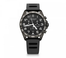 Load image into Gallery viewer, Victorinox Fieldforce 241926.1 White Markers On Black Dial & Black PVD Stainless Steel Case Black Rubber Wrist Shot