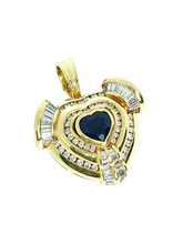 Load image into Gallery viewer, 18ct Blue Heart Sapphire Diamond Pendant Diagonal Top
