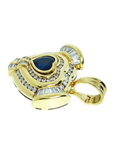 Load image into Gallery viewer, 18ct Blue Heart Sapphire Diamond Pendant Left Side
