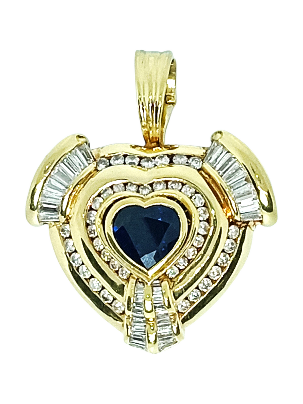 18ct Blue Heart Sapphire Diamond Pendant Top