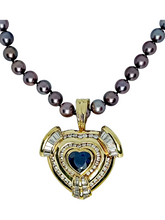 Load image into Gallery viewer, 18ct Blue Heart Sapphire Diamond Pendant Top With Pearls
