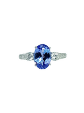 Load image into Gallery viewer, 18ct White Gold Oval Tanzanite Diamond Ring Front
