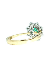 Load image into Gallery viewer, 18ct Yellow Gold Round Emerald Diamond Ring Side Back
