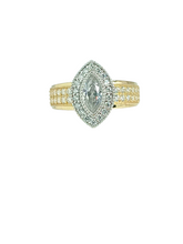 Load image into Gallery viewer, 9ct Gold Marquoise Cut Halo Cubic Engagement Wedding Ring Front
