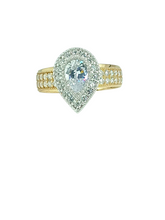 Load image into Gallery viewer, 9ct Gold Brillaint Cut Halo Cubic Engagement Wedding Ring Front
