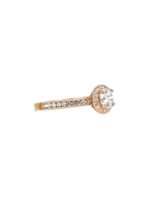 Load image into Gallery viewer, 9ct Rose Gold Brillaint Cut Halo Cubic Engagement Wedding Ring Diagnal Left
