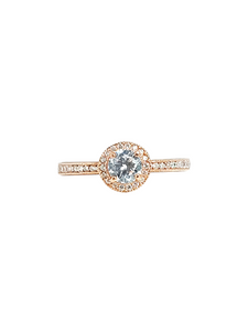 9ct Rose Gold Brillaint Cut Halo Cubic Engagement Wedding Ring Front
