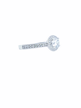 Load image into Gallery viewer, 9ct White Gold Brillaint Cut Halo Cubic Engagement Wedding Ring Diagnal Left
