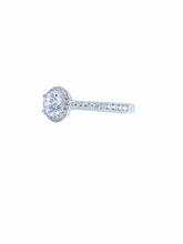 Load image into Gallery viewer, 9ct White Gold Brillaint Cut Halo Cubic Engagement Wedding Ring Diagnal Right
