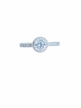 Load image into Gallery viewer, 9ct White Gold Brillaint Cut Halo Cubic Engagement Wedding Ring Front
