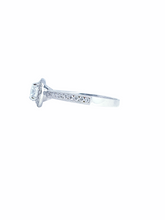 Load image into Gallery viewer, 9ct White Gold Brillaint Cut Halo Cubic Engagement Wedding Ring L Side

