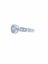 Load image into Gallery viewer, 9ct White Gold Brillaint Cut Halo Cubic Engagement Wedding Ring Princess On Band Diagnal Left
