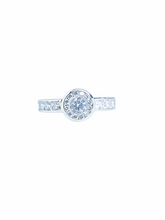 Load image into Gallery viewer, 9ct White Gold Brillaint Cut Halo Cubic Engagement Wedding Ring Princess On Band Diagnal Front
