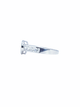 Load image into Gallery viewer, 9ct White Gold Brillaint Cut Halo Cubic Engagement Wedding Ring Princess On Band Left
