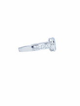Load image into Gallery viewer, 9ct White Gold Brillaint Cut Halo Cubic Engagement Wedding Ring Princess On Band Right
