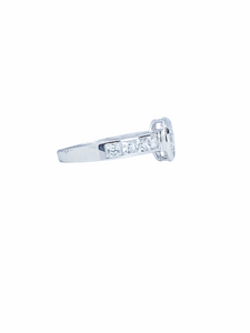 9ct White Gold Brillaint Cut Halo Cubic Engagement Wedding Ring Princess On Band Right