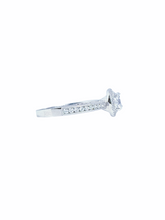 Load image into Gallery viewer, 9ct White Gold Brillaint Cut Halo Cubic Engagement Wedding Ring R Side
