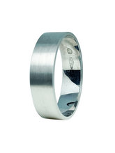 Load image into Gallery viewer, 9ct White Gold Matt Flat Top Band Size X 6mm 1304507 241090-6X Diagonal Left
