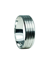 Load image into Gallery viewer, 9ct White Gold Matt Shiny Band Size X 7mm DiagR
