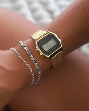 Load image into Gallery viewer, Casio Retro A159WGEA-1DF Black Dial Digital On Gold Stainless Steel Worn Shot Lady
