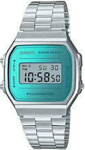 Load image into Gallery viewer, Casio Retro A168WEM-2DF Black Dial Digital On Stainless Steel Wrist Shot
